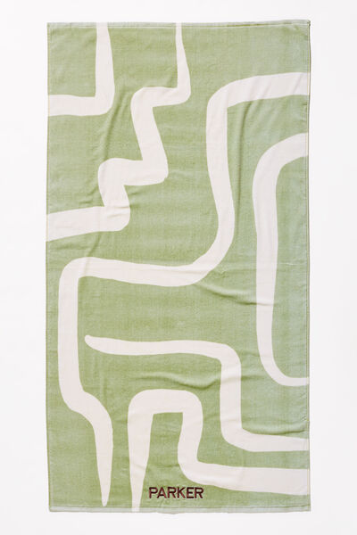 Cotton Beach Towel Personalised, ABSTRACT LINES GREEN