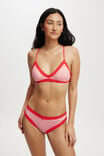 Organic Cotton Lace Cheeky Brief, LOLA CHECK RED/PINK - alternate image 4