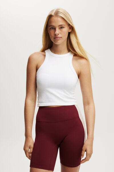 Seamless Ringer Tank, WHITE