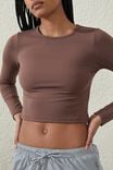 Ultra Soft Fitted Long Sleeve Top, DEEP TAUPE - alternate image 2