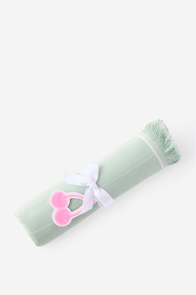 Lucia Lightweight Towel, GLACIAL GREEN PINSTRIPE