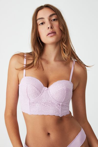Ultimate Comfort Lace Push Up Bustier, PINK ORCHID