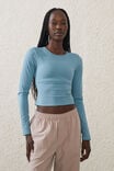 Ultra Soft Fitted Long Sleeve Top, STONE BLUE - alternate image 1