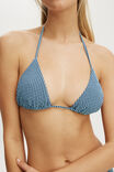 String Triangle Bikini Top, OCEAN WATER GINGHAM - example image 2