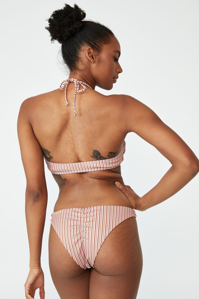 Gathered Bum Brazilian Bikini Bottom, LILAC MULTI LUREX STRIPE