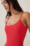 Thin Strap Low Scoop One Piece Cheeky, LOBSTER RED CRINKLE - alternate image 2