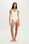Halter Knot One Piece Cheeky, COCONUT MILK WAFFLE - example image 4