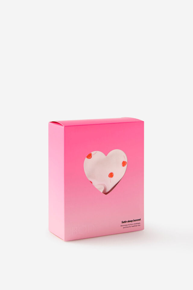 Satin Sleep Bonnet, SASHA CHERRY/PINK KISS