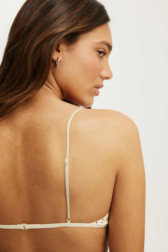 Tiny Strappy Triangle Bralette, BEC SPOT BANANA CREAM
