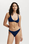 High Apex Bikini Top, DEEP BLUE METALLIC CRINKLE - alternate image 1
