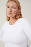 Ultra Soft Fitted Long Sleeve Top, WHITE - alternate image 2