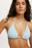 String Triangle Bikini Top, CLEAR SEA BLUE TEXTURE STRIPE - example image 2