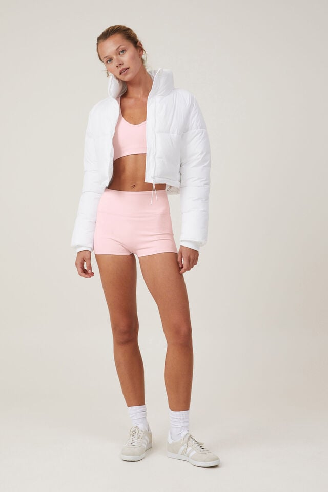 The Mother Puffer Cropped Jacket, WHITE