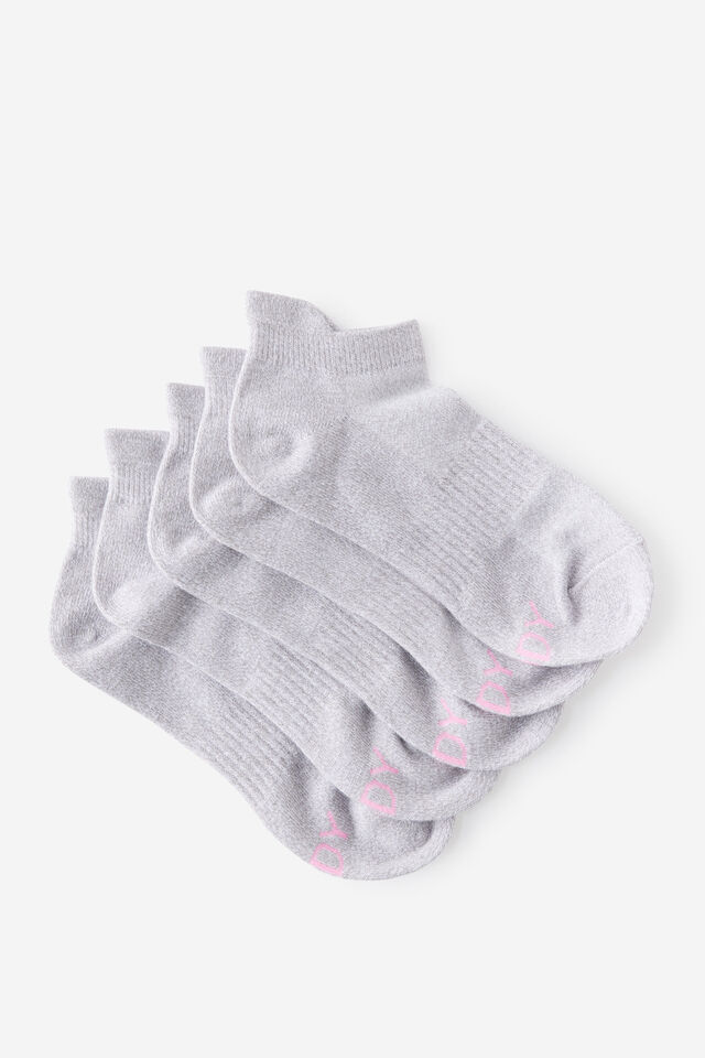 Body 5Pk Ankle Sport Sock, GREY MARLE