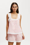 Button Through Tank And Short Set, TULLY CHECK PEACH - alternate image 4