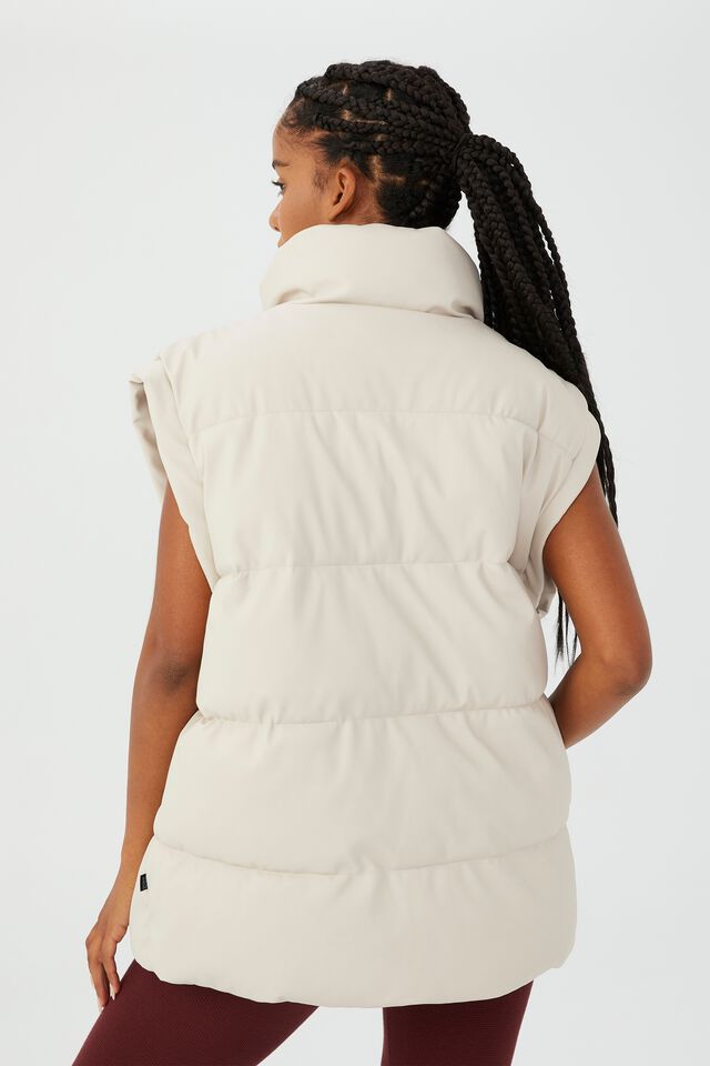 The Mother Puffer Vest, NATURAL PU