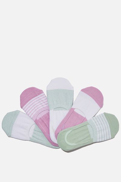 Body 5Pk Invisible Sock, CAMEO GREEN/ DIGITAL ORCHID