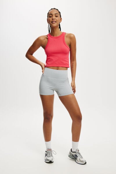 Seamless Pocket Shortie Short, LIGHT GREY MARLE