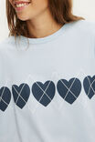 Oversized Lounge Graphic Tee, HEART ARGYLE VIOLET BLUE - example image 2
