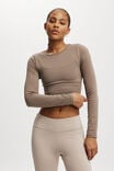 Ultra Soft Fitted Long Sleeve Top, DUSKY GREEN - alternate image 1