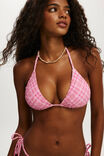 String Triangle Bikini Top, TESSA CHECK PINK TEXTURE - example image 2