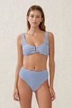 Highwaisted Cheeky Bikini Bottom, SPRING BLUE CRINKLE STRIPE - alternate image 4