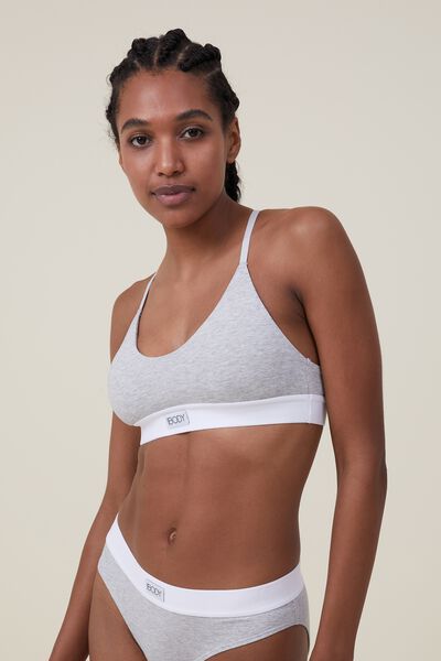 Organic Cotton Everyday Padded Scoop Bralette, MID GREY MARLE