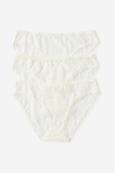 Remi Lace Trim Bikini Brief 3 Pack, COCONUT MILK