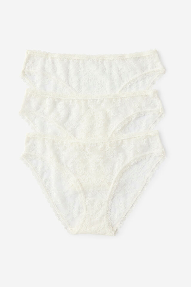 Remi Lace Trim Bikini Brief 3 Pack, COCONUT MILK
