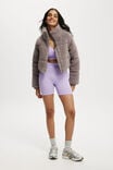 The Mother Puffer Cropped Sherpa Jacket, DESERT GREY - alternate image 4