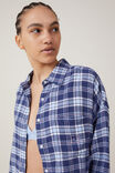 Flannel Boyfriend Long Sleeve Shirt Personalised, NAVY/BLUE CHECK - alternate image 2