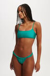 Gathered Thick Strap Brazilian Bikini Bottom, DEEP GREEN SHIMMER - alternate image 4