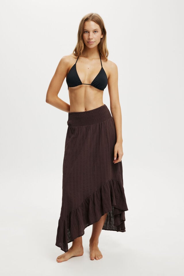 Hanky Hem Beach Maxi Skirt, WILLOW BROWN