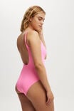 Thin Strap Low Scoop One Piece Cheeky, NEON PINK - alternate image 3