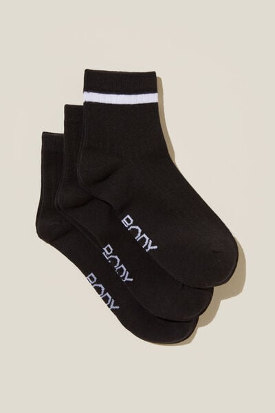 Body Mid Crew Socks 3Pk, BLACK