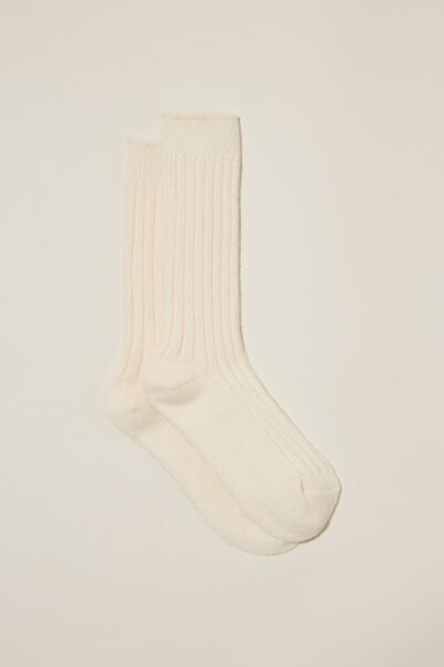 Plush Knit Lounge Sock, WHISPER WHITE