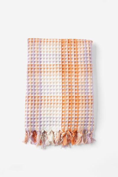 Lightweight Beach Towel, SUMMER TARTAN LILAC ORANGE