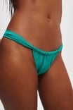 Gathered Thick Strap Brazilian Bikini Bottom, DEEP GREEN SHIMMER - alternate image 2