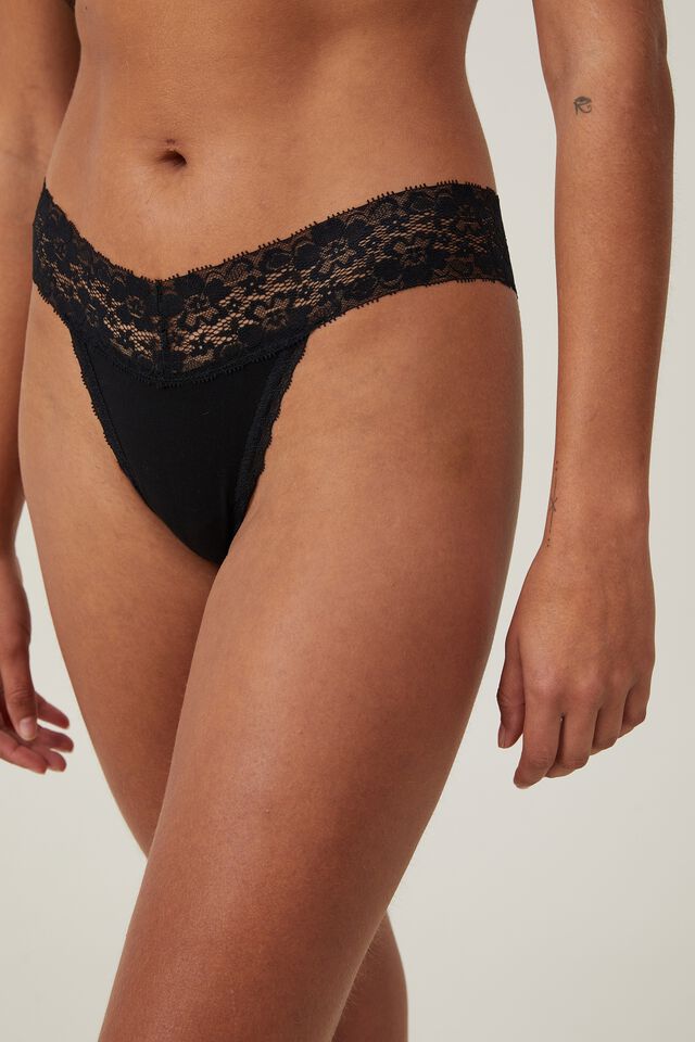 Everyday Lace Comfy G String, BLACK