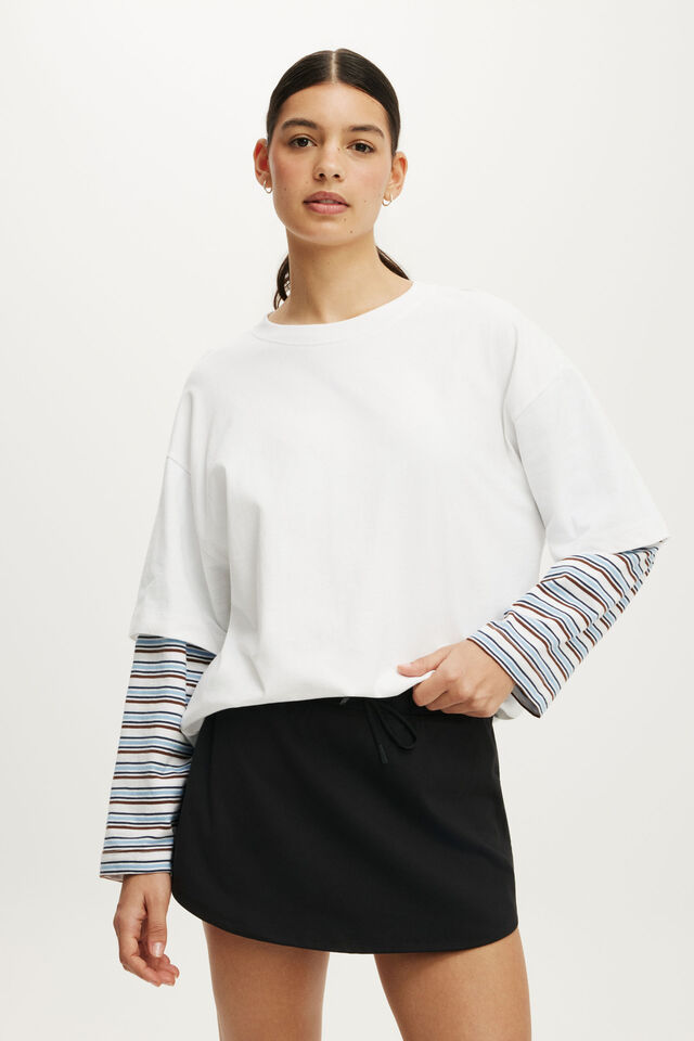 Ultra Soft Tie Front Skirt, BLACK