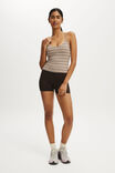 Ultra Soft Scoop Racer Back Tank, LATTE STRIPE - alternate image 4