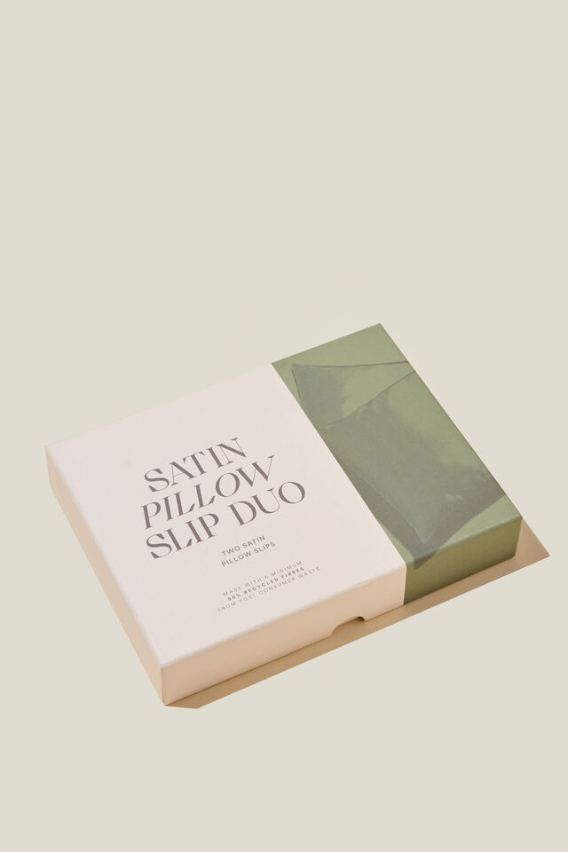 Luxe Satin Pillowslip Duo, MOSS GREEN