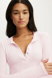 Super Soft Henley Long Sleeve Top, PINK KISS - example image 2