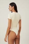 Soft Lounge Short Sleeve Bodysuit, PANNA COTTA - alternate image 3