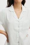 Flannel Short Sleeve Shirt And Short Sleep Set, GREEN/PINK STRIPE - alternate image 2