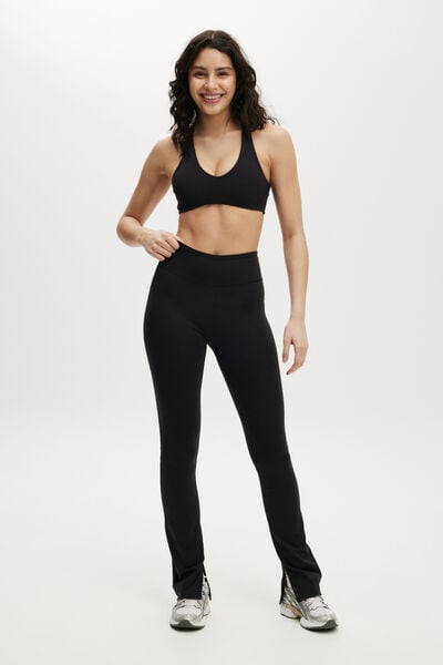 Calça - Ultra Soft Split Straight Leg, BLACK