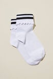 Active Folded Frill Sock, WHITE/ BLACK - alternate image 1