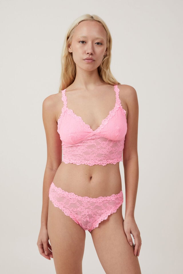 Stretch Lace Cheeky Brief, PINK SORBET