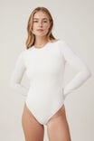 Soft Lounge Long Sleeve Bodysuit, WHISPER WHITE - alternate image 1