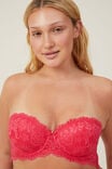 Butterfly Lace Strapless Push Up2 Bra, ROSE RED - alternate image 2